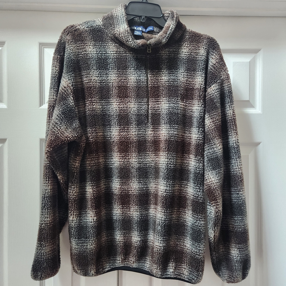 Vintage Nautica Men's Quarter Zip Fleece Pullover